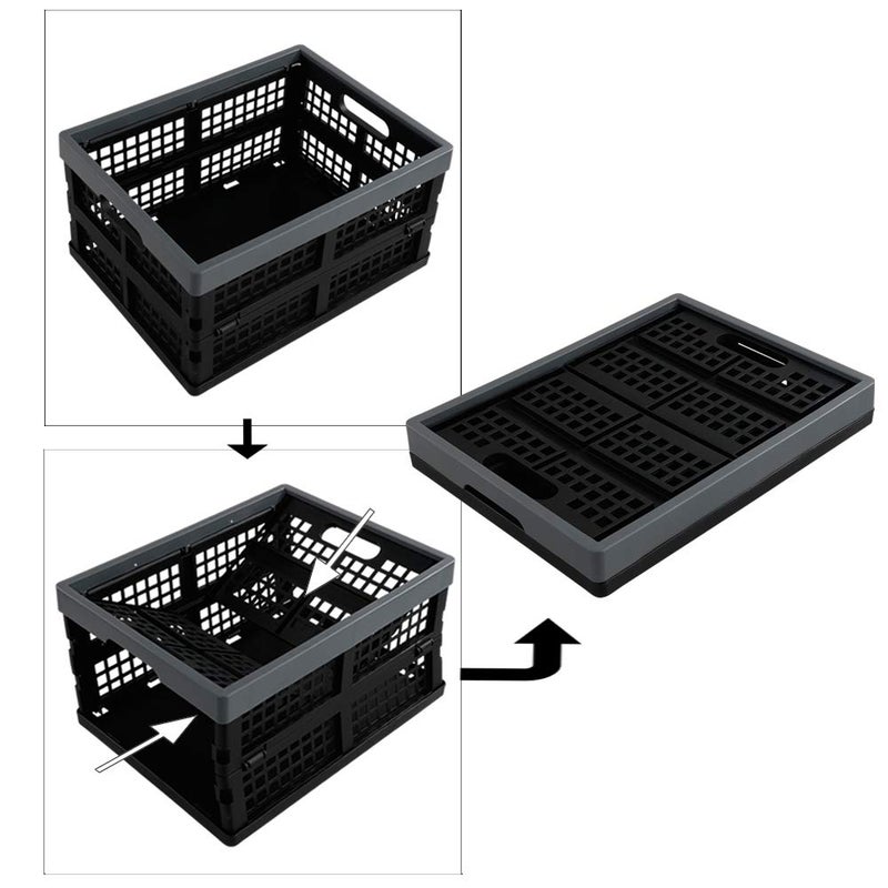 Fiazony 3-Pack 15 L Plastic Collapsible Crate, Folding Storage Baskets, Black - Image 3